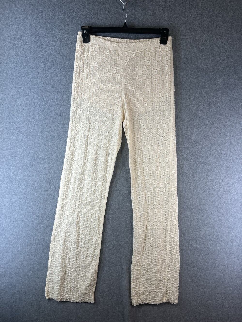 Free People FP One Ona Lace Flare Pants Size Large Cream Strechy